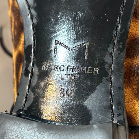 MARC FISHER Sz 8 Leopard Print Lace-Up Brogues Pony Hair Pointy Toe Shoes - Picture 8 of 9